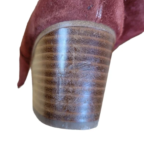 𝅺SOLE Society Suede Ankle Heeled Boot With Buckle Olive Red Size 9.5 - Picture 5 of 8